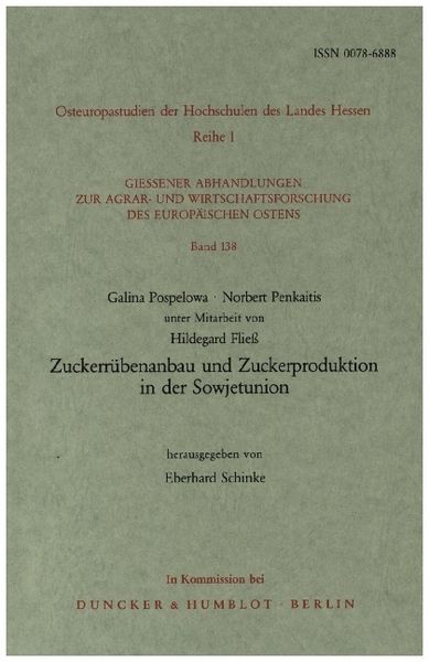 Produktbild: Zuckerr&uuml;benanbau und Zuckerproduktion in der Sowjetunion.