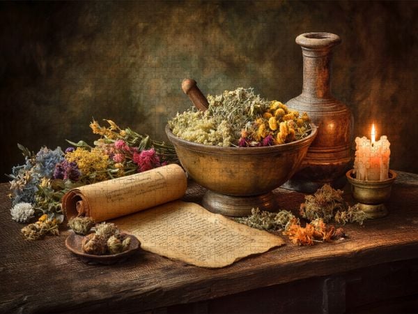 Produktbild: CALVENDO Puzzle Zwischen vertrockneten Bl&uuml;ten und Schatten fl&uuml;stert die Zeit von Verg&auml;nglichkeit | 1000 Teile Lege-Gr&ouml;&szlig;e 64x48cm Foto-Puzzle f&uuml;r gl&uuml;ck