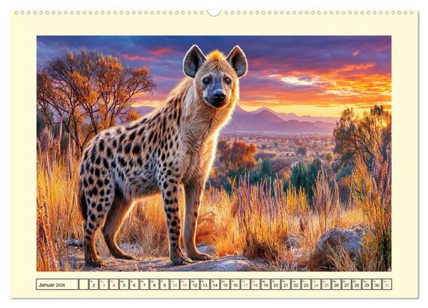 Produktbild: Afrikas Hy&auml;nen. Die kichernden Schatten der Savanne (Wandkalender 2026 DIN A2 quer), CALVENDO Monatskalender