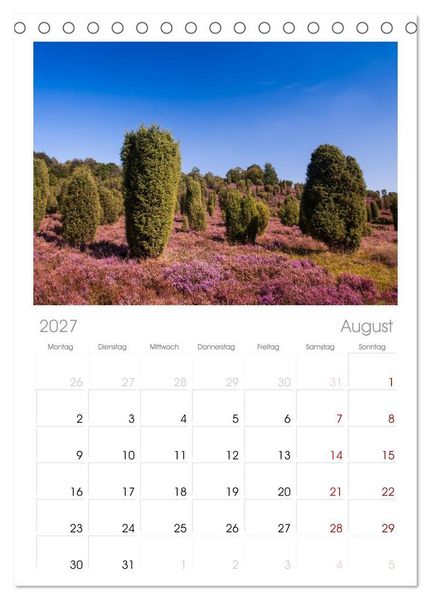 Produktbild: Tischplaner 2027 - L&uuml;neburger Heide - Im Wandel der Jahreszeiten (A5 Tischkalender zum Aufstellen) CALVENDO