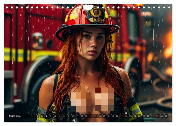 Produktbild: Hei&szlig;er als Feuer: 14 verf&uuml;hrerische Feuerwehrfrauen im Einsatz (Wandkalender 2026 DIN A4 quer), CALVENDO Monatskalender