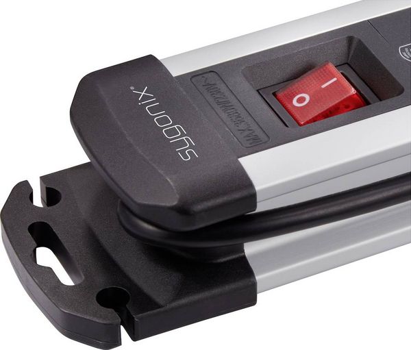 Produktbild: Sygonix SY-4755612 &Uuml;berspannungsschutz-Steckdosenleiste 6fach Silber, Schwarz Schutzkontakt 1 St.