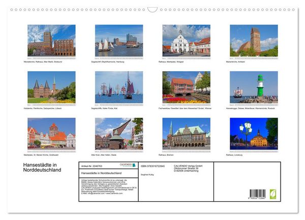 Produktbild: Hansest&auml;dte in Norddeutschland (Wandkalender 2026 DIN A2 quer), CALVENDO Monatskalender