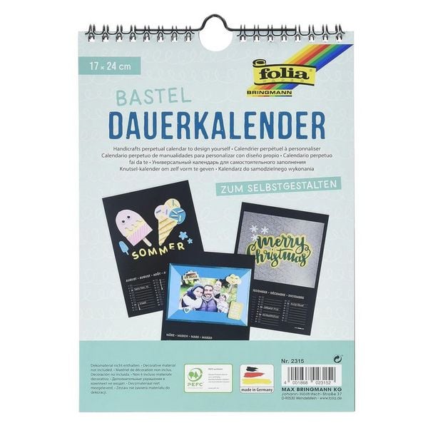 Produktbild: FOLIA&reg; Bastel-Dauerkalender, 17 x 24 cm schwarz 220 g/m2