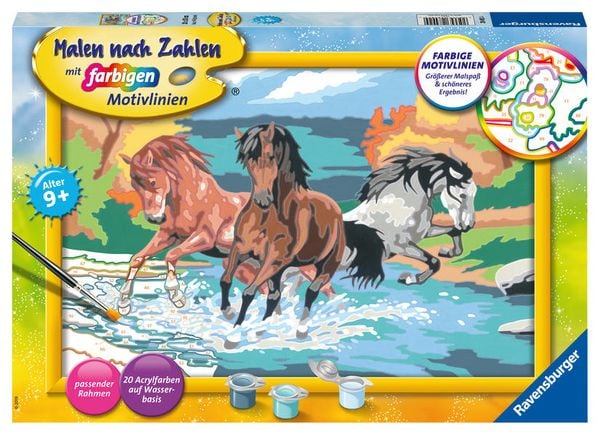 CreArt, Malen nach Zahlen Kinder - Stolze Wildpferde