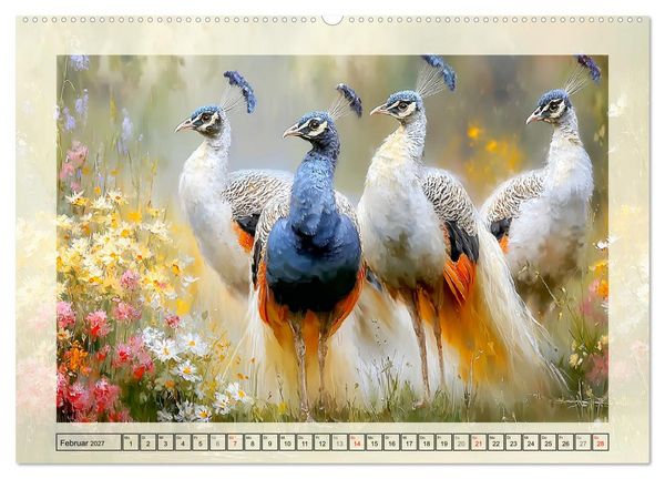 Produktbild: Pfaue. Elegante Zierv&ouml;gel im englischen Garten (Wandkalender 2027 DIN A2 quer), CALVENDO Monatskalender