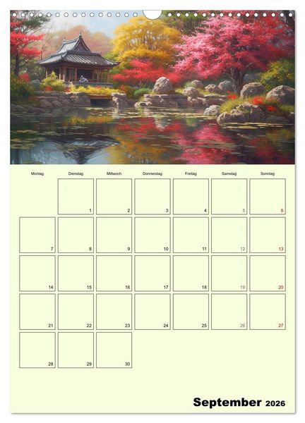 Produktbild: Im japanischen Garten. Zauberhafte Illustrationen (Wandkalender 2026 DIN A3 hoch), CALVENDO Monatskalender