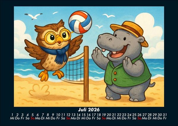 Produktbild: Ollie & Sash - Sportliche Abenteuer 2026 Fotokalender DIN A5