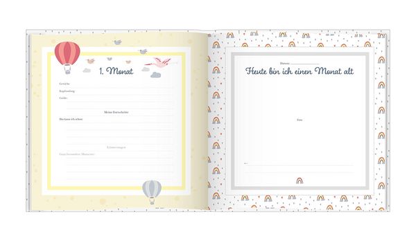 Produktbild: Babyalbum mit Fensterausschnitt f&uuml;r das 1. Lebensjahr zum Eintragen der sch&ouml;nsten Momente und Erinnerungen mit Platz f&uuml;r Fotos | f&uuml;r M&auml;dchen