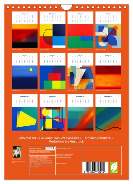 Produktbild: Minimal Art - Die Kunst des Weglassens + Farbfl&auml;chenmalerei - Reduktion als Ausdruck (Wandkalender 2027 DIN A4 hoch), CALVENDO Monatskalender