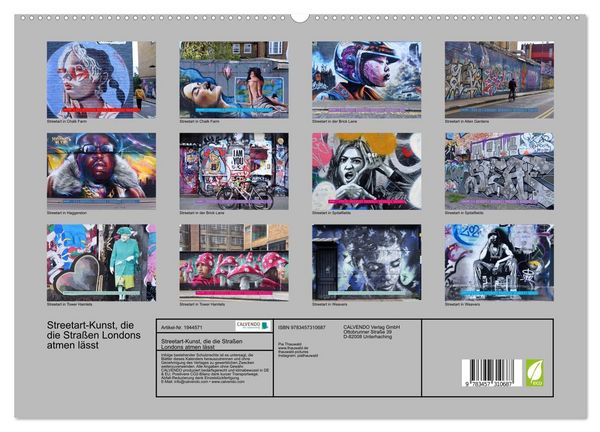 Produktbild: Streetart-Kunst, die die Stra&szlig;en Londons atmen l&auml;sst (hochwertiger Premium Wandkalender 2026 DIN A2 quer), Kunstdruck in Hochglanz