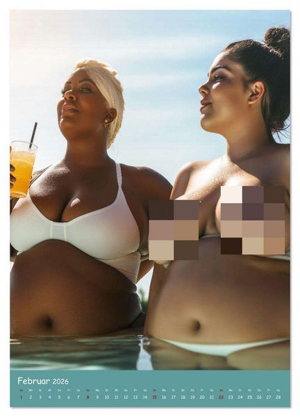 Produktbild: Curvy Pin-up Girls - Verf&uuml;hrerische Rundungen am Pool (Wandkalender 2026 DIN A2 hoch), CALVENDO Monatskalender