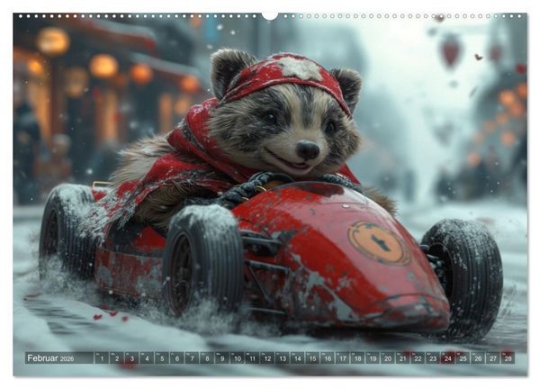 Produktbild: Tierische Rennfahrer - Mit Tieren im Oldtimer durch das Jahr (hochwertiger Premium Wandkalender 2026 DIN A2 quer), Kunstdruck in Hochglanz