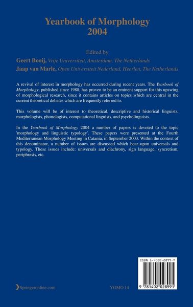 Produktbild: Yearbook of Morphology 2004