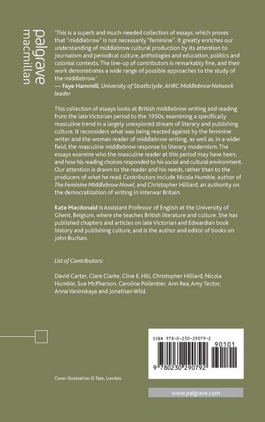 Produktbild: The Masculine Middlebrow, 1880-1950