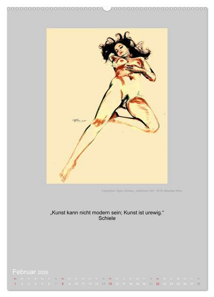 Produktbild: EROTISCHE BODYPAINTING ZITATE - HOMMAGE AN KLIMT, SCHIELE UND PICASSO (Wandkalender 2026 DIN A2 hoch), CALVENDO Monatskalender