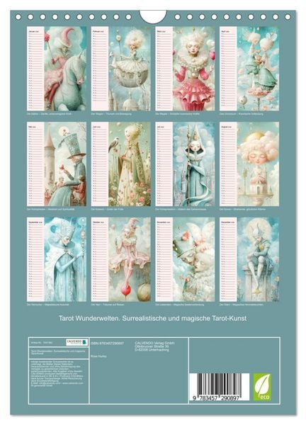 Produktbild: Tarot Wunderwelten. Surrealistische und magische Tarot-Kunst (Wandkalender 2026 DIN A4 hoch), CALVENDO Monatskalender