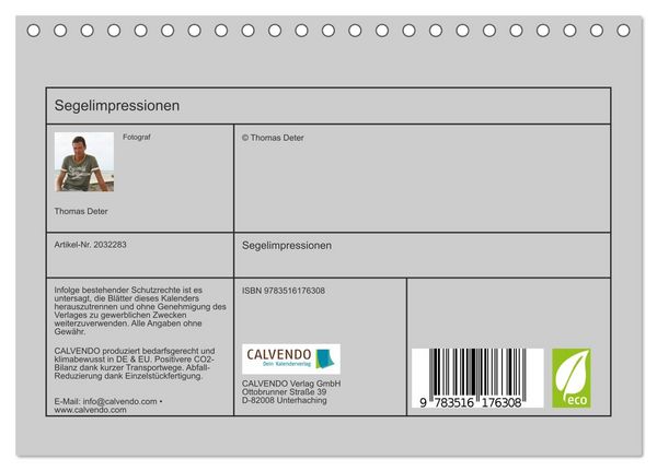 Produktbild: Segelimpressionen (Tischkalender 2026 DIN A5 quer), CALVENDO Monatskalender