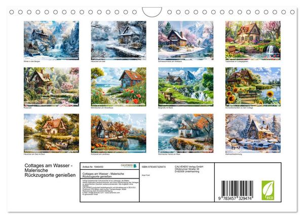 Produktbild: Cottages am Wasser - Malerische R&uuml;ckzugsorte genie&szlig;en (Wandkalender 2026 DIN A4 quer), CALVENDO Monatskalender