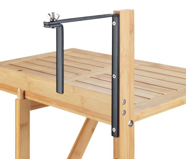 Produktbild: Bambus Balkon-Klapptisch Mod. Waikiki, zum Einh&auml;ngen an Balkongel&auml;nder