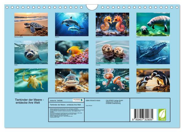 Produktbild: Tierkinder der Meere - entdecke ihre Welt (Wandkalender 2026 DIN A4 quer), CALVENDO Monatskalender