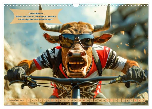 Produktbild: Der tierisch lustige Fahrradkalender (Wandkalender 2026 DIN A3 quer), CALVENDO Monatskalender