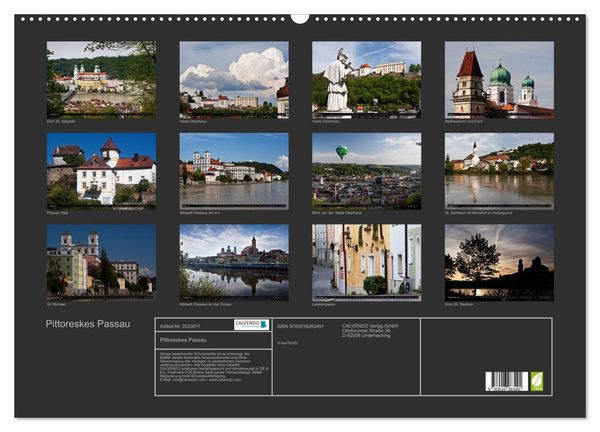 Produktbild: Pittoreskes Passau (Wandkalender 2026 DIN A2 quer), CALVENDO Monatskalender