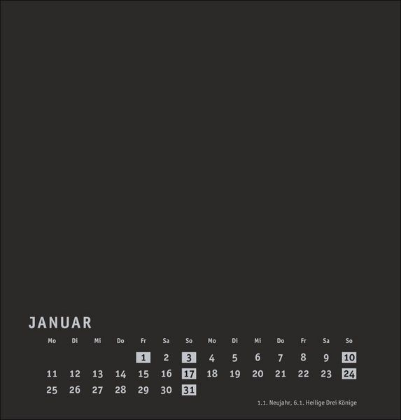 Produktbild: Premium-Bastelkalender schwarz mittel 2027
