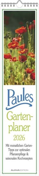 Produktbild: Paules Gartenplaner 2026 - Streifenplaner - Wandplaner - Küchen-Kalender - 11,3x49,5