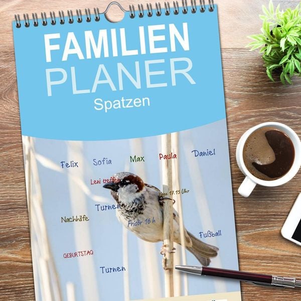 Produktbild: Familienplaner 2026 - Spatzen mit 5 Spalten (Wandkalender, 21 x 45 cm) CALVENDO