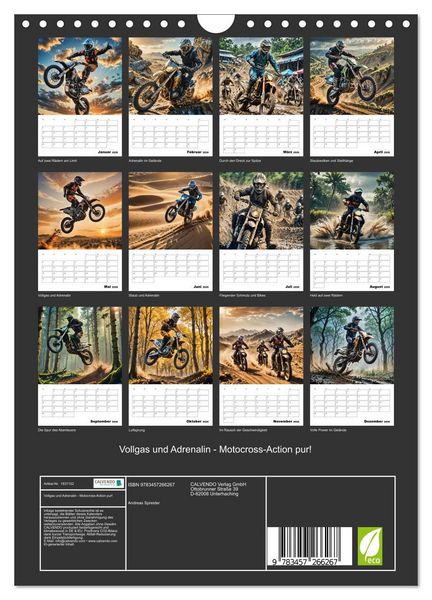 Produktbild: Vollgas und Adrenalin - Motocross-Action pur! (Wandkalender 2026 DIN A4 hoch), CALVENDO Monatskalender