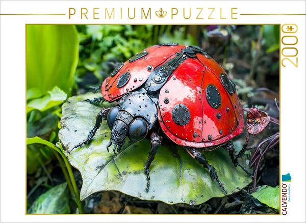 Produktbild: CALVENDO Puzzle Kunstvoller Metall-Marienk&auml;fer: Einzigartige Garten-Deko aus recyceltem Material | 2000 Teile Lege-Gr&ouml;&szlig;e 90x67cm Foto-Puzzle f&uuml;r gl&uuml;ck