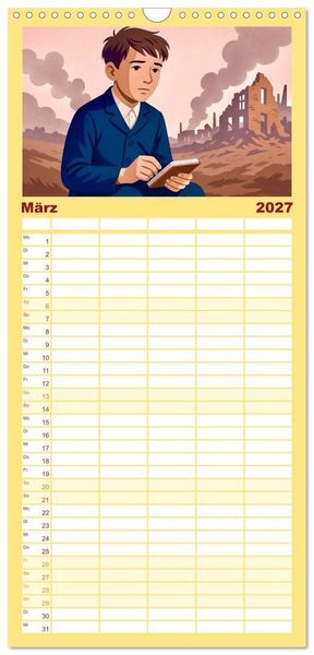 Produktbild: Familienplaner 2027 - Michael Ende mit 5 Spalten (Wandkalender, 21 x 45 cm) CALVENDO