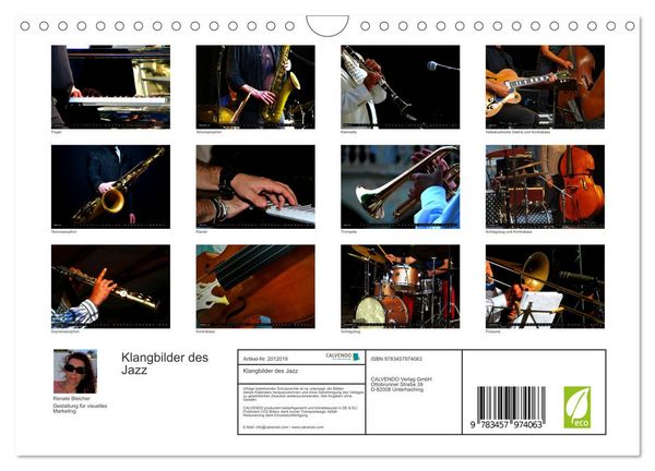 Produktbild: Klangbilder des Jazz (Wandkalender 2026 DIN A4 quer), CALVENDO Monatskalender