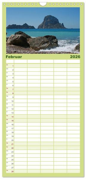 Produktbild: Familienplaner 2026 - Zauberhaftes Ibiza mit 5 Spalten (Wandkalender, 21 x 45 cm) CALVENDO