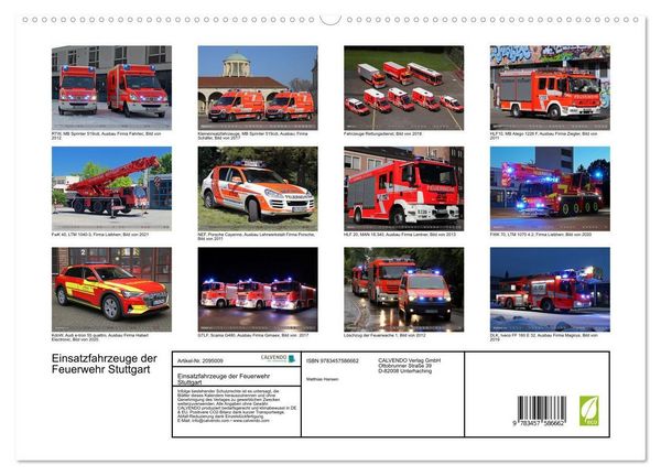 Produktbild: Einsatzfahrzeuge der Feuerwehr Stuttgart (hochwertiger Premium Wandkalender 2026 DIN A2 quer), Kunstdruck in Hochglanz