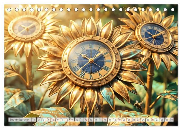 Produktbild: Der Garten der stillen Zahnr&auml;der - Ein Jahr zwischen Bl&uuml;ten, Mechanik und leiser Magie (Tischkalender 2027 DIN A5 quer), CALVENDO Monatskalender