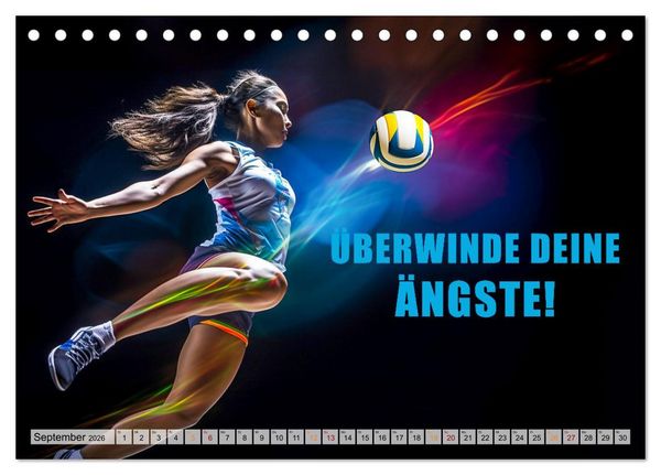 Produktbild: Volleyball und Motivation (Tischkalender 2026 DIN A5 quer), CALVENDO Monatskalender