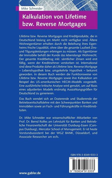 Produktbild: Kalkulation von Lifetime bzw. Reverse Mortgages