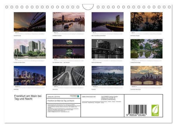 Produktbild: Frankfurt am Main bei Tag und Nacht (Wandkalender 2026 DIN A4 quer), CALVENDO Monatskalender