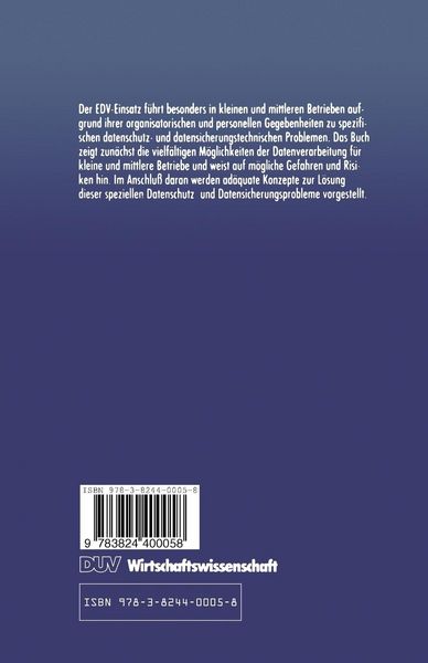 Produktbild: Datenschutz und Datensicherung in Klein- und Mittelbetrieben