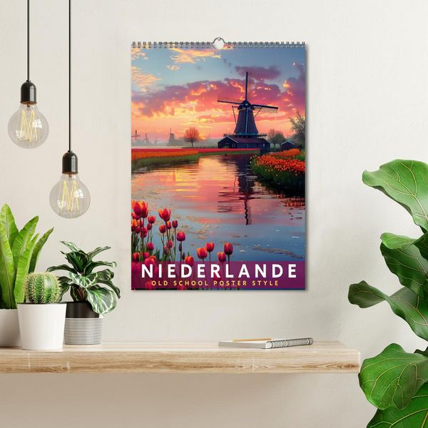 Produktbild: Niederlande - Old School Poster Style (Wandkalender 2026 DIN A3 hoch), CALVENDO Monatskalender