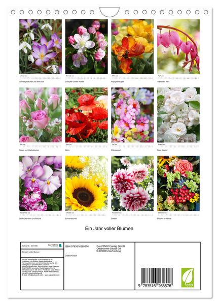 Produktbild: Ein Jahr voller Blumen (Wandkalender 2026 DIN A4 hoch), CALVENDO Monatskalender