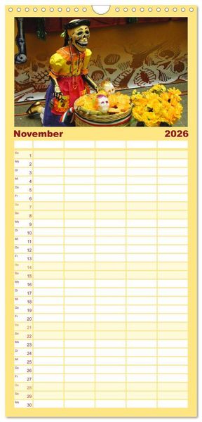 Produktbild: Familienplaner 2026 - Mexiko - Land der Farben mit 5 Spalten (Wandkalender, 21 x 45 cm) CALVENDO