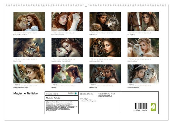 Produktbild: Magische Tierliebe (hochwertiger Premium Wandkalender 2026 DIN A2 quer), Kunstdruck in Hochglanz