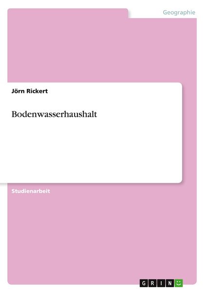 Produktbild: Bodenwasserhaushalt