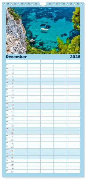 Produktbild: Familienplaner 2026 - Mallorca - Ahoi mit 5 Spalten (Wandkalender, 21 x 45 cm) CALVENDO
