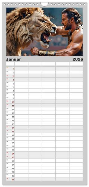 Produktbild: Familienplaner 2026 - Gladiatoren - ein Leben f&uuml;r den Kampf mit 5 Spalten (Wandkalender, 21 x 45 cm) CALVENDO