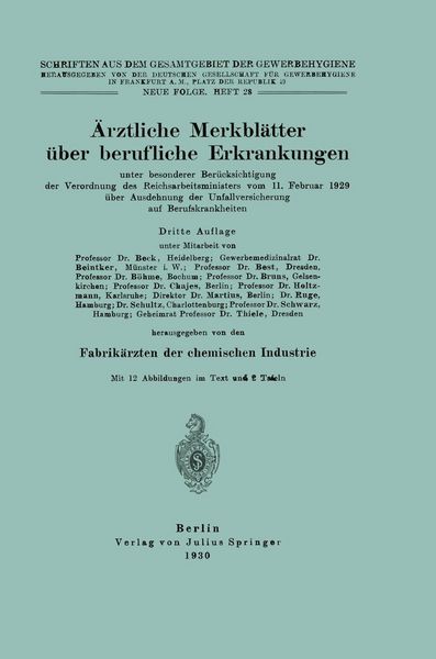 Produktbild: &Auml;rztliche Merkbl&auml;tter &uuml;ber berufliche Erkrankungen
