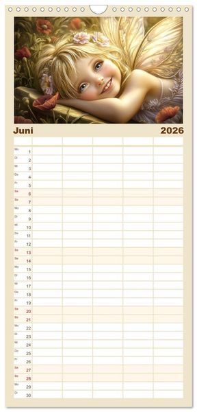 Produktbild: Familienplaner 2026 - Feenstaub und Kinderlachen mit 5 Spalten (Wandkalender, 21 x 45 cm) CALVENDO